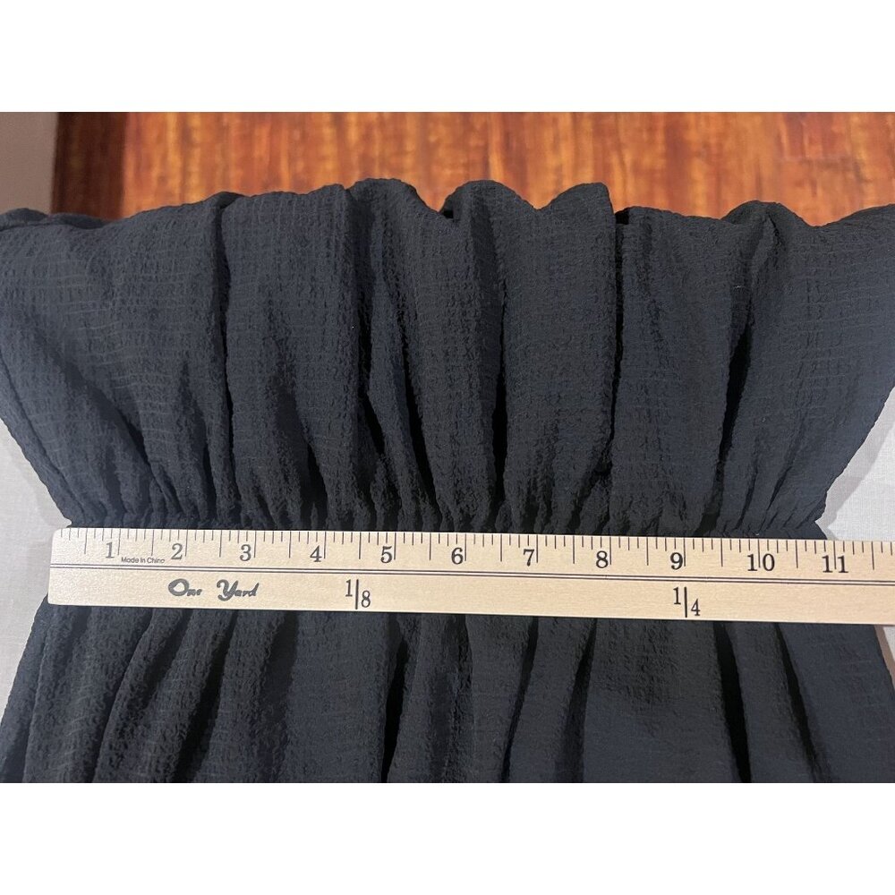 ASTR The Label Black Midi Dress WOMEN S BLACK Puff Sleeves & Smocked Waist - Picture 6 of 8